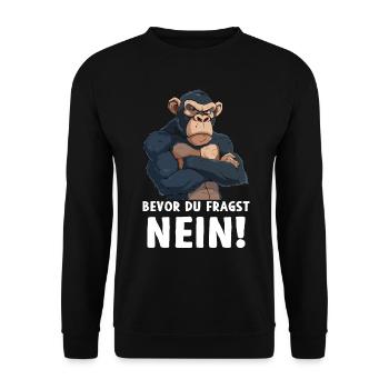 Chimpanzee Monkey Primate Before You Ask No - Unisex Sweatshirt - black - Front - Alina (178cm) & Michal (187cm)