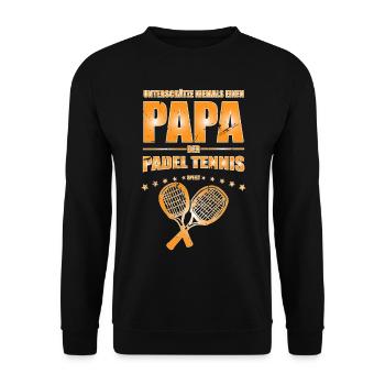 Geschenk für Papa Padel Tennis Papa tolles - Unisex Pullover - Schwarz - Vorne - Alina (178cm) & Michal (187cm)