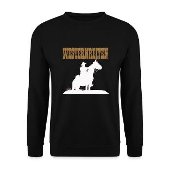 Westernreiten Reitsport Reiten Pferde - Unisex Pullover - Schwarz - Vorne - Alina (178cm) & Michal (187cm)