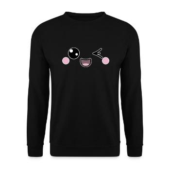 Zwinker Smiley - Unisex Pullover - Schwarz - Vorne - Alina (178cm) & Michal (187cm)