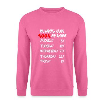 100% At Work - Unisex Pullover - Pink - Vorne