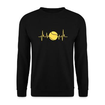 Herzschlag Tennis | Tennisfan Geschenk Tennisball - Unisex Pullover - Schwarz - Vorne - Alina (178cm) & Michal (187cm)