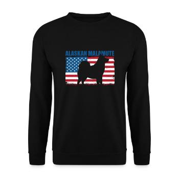 Alaskan Malamute Hund - Unisex Pullover - Schwarz - Vorne - Alina (178cm) & Michal (187cm)