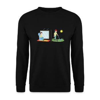 Treasure hunter in nice weather metal detector - Unisex Sweatshirt - black - Front - Alina (178cm) & Michal (187cm)