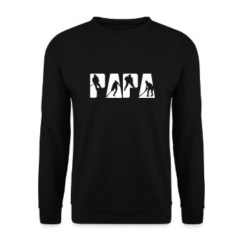 Hockey Papa Vater Tshirt Sport Puck Geschenk - Unisex Pullover - Schwarz - Vorne - Alina (178cm) & Michal (187cm)