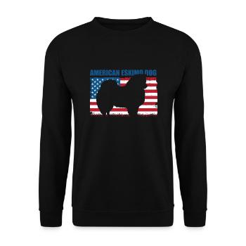 American Eskimo Dog Hund - Unisex Sweatshirt - black - Front - Alina (178cm) & Michal (187cm)