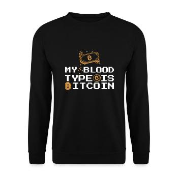 Bitcoin BTC Crypto Blockchain Münze Börse Note - Unisex Pullover - Schwarz - Vorne - Alina (178cm) & Michal (187cm)