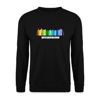 Bücherwurm - Unisex Pullover - Schwarz - Vorne - Alina (178cm) & Michal (187cm)