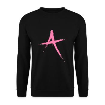 Letter A Design Brush in Pink Pink - Unisex Sweatshirt - black - Front - Alina (178cm) & Michal (187cm)