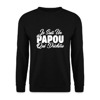 papou qui déchire - Sweat-shirt Unisexe - noir - Devant - Alina (178cm) & Michal (187cm)