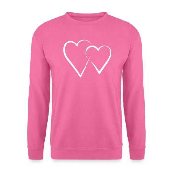 à double coeur - Sweat-shirt Unisexe - rose - Devant