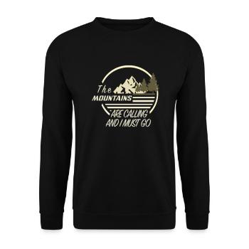 Hiknig The Mountains are calling and I must go - Unisex Pullover - Schwarz - Vorne - Alina (178cm) & Michal (187cm)