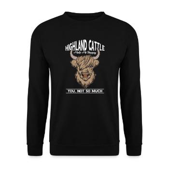 Highland Cattle me rend heureux, pas tellement - Sweat-shirt Unisexe - noir - Devant - Alina (178cm) & Michal (187cm)