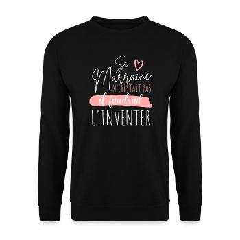 marraine idée cadeau humour - Sweat-shirt Unisexe - noir - Devant - Alina (178cm) & Michal (187cm)