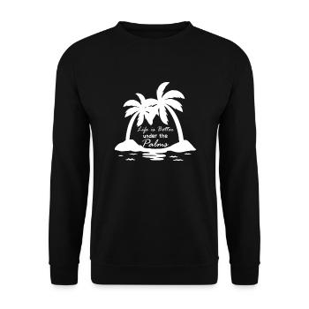 Palmen - Unisex Pullover - Schwarz - Vorne - Alina (178cm) & Michal (187cm)