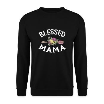 blessed mama - Unisex Pullover - Schwarz - Vorne - Alina (178cm) & Michal (187cm)