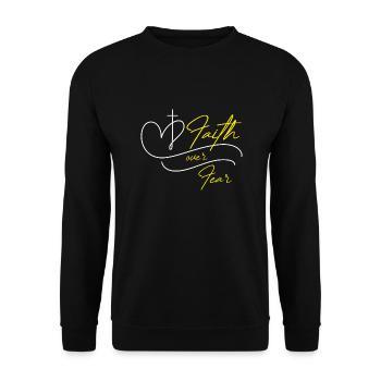 Faith over Fear - Unisex Pullover - Schwarz - Vorne - Alina (178cm) & Michal (187cm)
