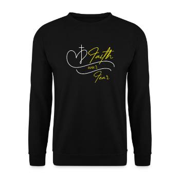 Faith over Fear - Unisex Pullover - Schwarz - Vorne - Alina (178cm) & Michal (187cm)