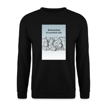 Extraktion von ätherischen Ölen - Unisex Pullover - Schwarz - Vorne - Alina (178cm) & Michal (187cm)
