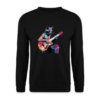 Cat joue de la guitare - Sweat-shirt Unisexe - noir - Devant - Alina (178cm) & Michal (187cm)