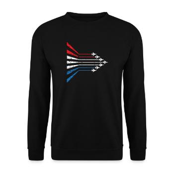 American Flag USA Airplane Jet Fighter 4th of July - Unisex Sweatshirt - black - Front - Alina (178cm) & Michal (187cm)