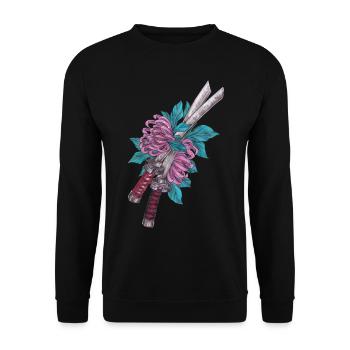 Japanische Schwerter Katana mit Schlagenlilie - Unisex Pullover - Schwarz - Vorne - Alina (178cm) & Michal (187cm)