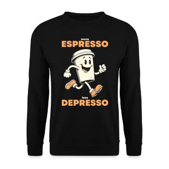 More Espresso Less Depresso Coffee Cup - Unisex Sweatshirt - black - Front - Alina (178cm) & Michal (187cm)
