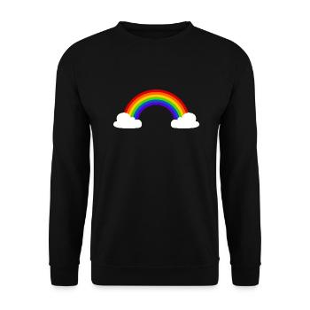 Regenbogen mit Wolken - Unisex Pullover - Schwarz - Vorne - Alina (178cm) & Michal (187cm)