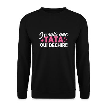 Tshirt pour Tante - Je suis une Tata qui déchire - Sweat-shirt Unisexe - noir - Devant - Alina (178cm) & Michal (187cm)