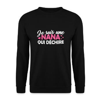 T-shirt pour Femme - Je suis une Nana qui déchire - Sweat-shirt Unisexe - noir - Devant - Alina (178cm) & Michal (187cm)