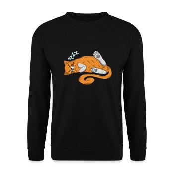 Cat Sleeping Sleeping Shirt Nap - Unisex Sweatshirt - black - Front - Alina (178cm) & Michal (187cm)