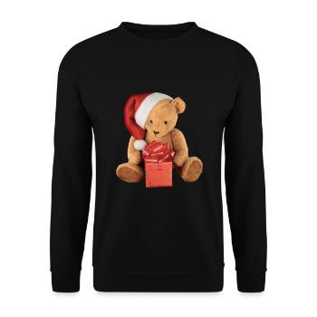 Weihnachten Teddybär Geschenk - Unisex Pullover - Schwarz - Vorne - Alina (178cm) & Michal (187cm)