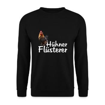 Hühner Flüsterer Huhn Landwirt Bauer Hahn Gockel - Unisex Pullover - Schwarz - Vorne - Alina (178cm) & Michal (187cm)