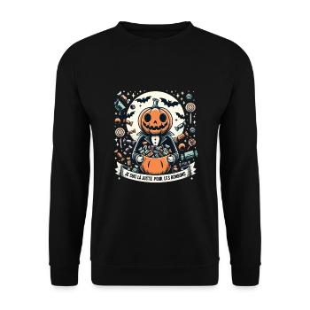 Je Suis Là Pour Les Bonbons Halloween Humour - Sweat-shirt Unisexe - noir - Devant - Alina (178cm) & Michal (187cm)