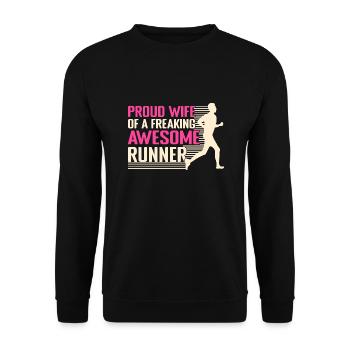 Courir fière épouse d’un marathonien génial - Sweat-shirt Unisexe - noir - Devant - Alina (178cm) & Michal (187cm)