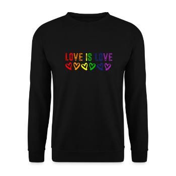 Love is Love Rainbow Heart - Unisex Sweatshirt - black - Front - Alina (178cm) & Michal (187cm)
