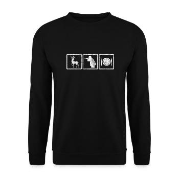 Chasse au cerf chasseur chemise cadeau alimentaire - Sweat-shirt Unisexe - noir - Devant - Alina (178cm) & Michal (187cm)