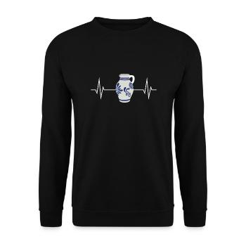Herzschlag Puls Apfelwein Bembel Ebbelwoi - Unisex Pullover - Schwarz - Vorne - Alina (178cm) & Michal (187cm)