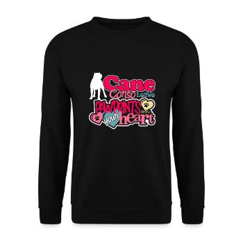 Love Cane Corso Pawprints On Your Heart - Unisex Sweatshirt - black - Front - Alina (178cm) & Michal (187cm)