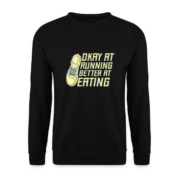 Courir bien en courant Mieux manger Marathon - Sweat-shirt Unisexe - noir - Devant - Alina (178cm) & Michal (187cm)