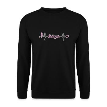 Schlager fans gift idea heartbeat pulse - Unisex Sweatshirt - black - Front - Alina (178cm) & Michal (187cm)