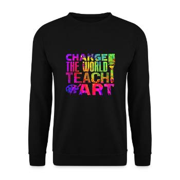 Art Teacher Change The World Teach Art - Unisex Sweatshirt - black - Front - Alina (178cm) & Michal (187cm)