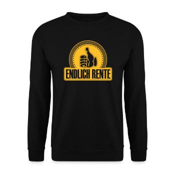 Endlich Rente Daumen hoch - Unisex Pullover - Schwarz - Vorne - Alina (178cm) & Michal (187cm)