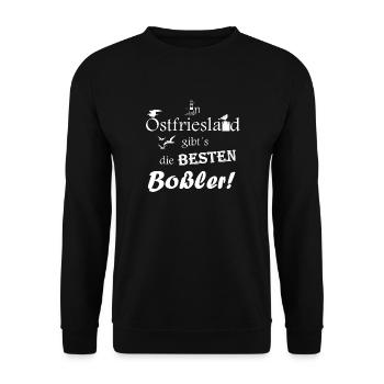 Ostfriesland Boßler Boßeln Vintage Design Geschenk - Unisex Pullover - Schwarz - Vorne - Alina (178cm) & Michal (187cm)
