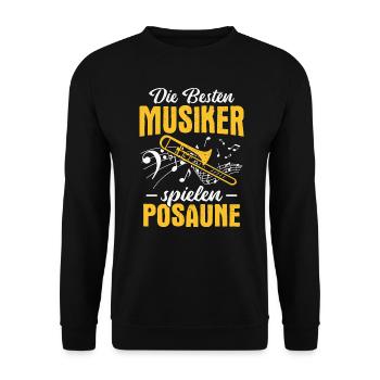 Posaunist Die besten Musiker spielen Posaune - Unisex Pullover - Schwarz - Vorne - Alina (178cm) & Michal (187cm)