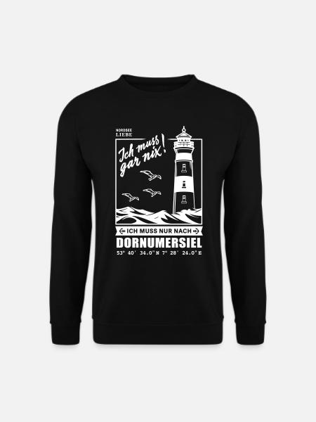 Dornumsiel, Urlaub Nordsee Strand Hafen Leuchtturm - Unisex Pullover - Schwarz