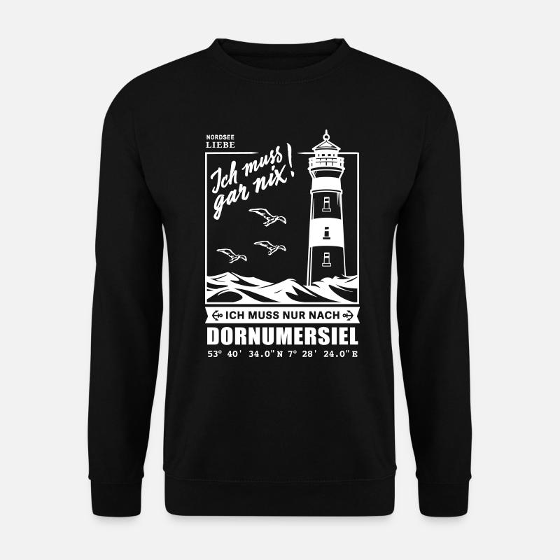Dornumsiel, Urlaub Nordsee Strand Hafen Leuchtturm - Unisex Pullover - Schwarz