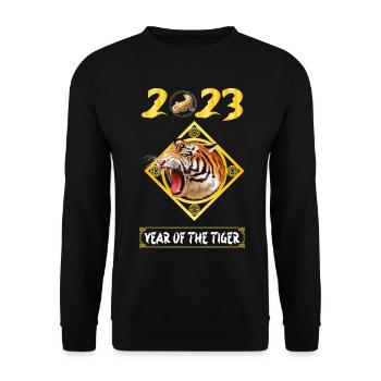 Year of the Tiger 2023 - Chinesisches Neujahrsfest - Unisex Pullover - Schwarz - Vorne - Alina (178cm) & Michal (187cm)