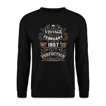 Vintage February 1957, retro birthday gift - Unisex Sweatshirt - black - Front - Alina (178cm) & Michal (187cm)