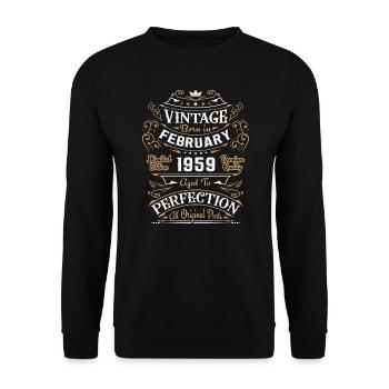 Vintage February 1959, retro birthday gift - Unisex Sweatshirt - black - Front - Alina (178cm) & Michal (187cm)